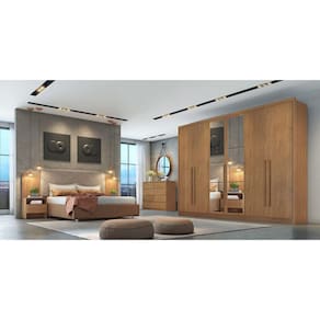 Guarda Roupa Casal Com Espelho 6 Portas 8 Gavetas - Livorno-Cumaru - Móveis Novo Horizonte