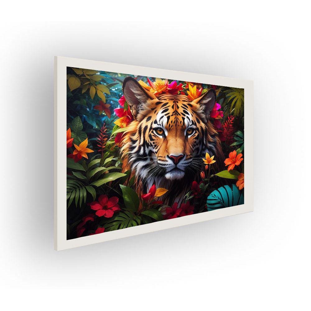 Quadro Decorativo MDF 20x28 c/ Moldura Tigre Exuberante