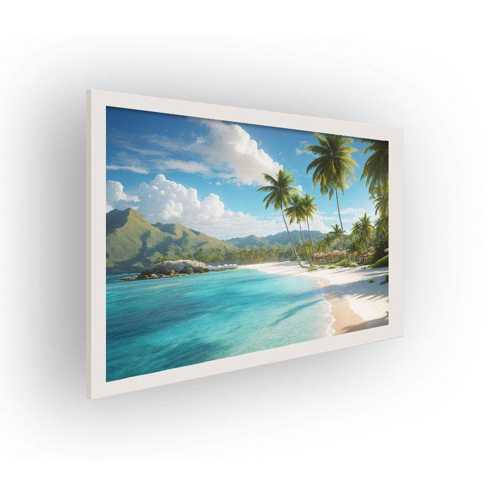 Quadro Decorativo MDF 20x28 c/ Moldura Praia Tropical