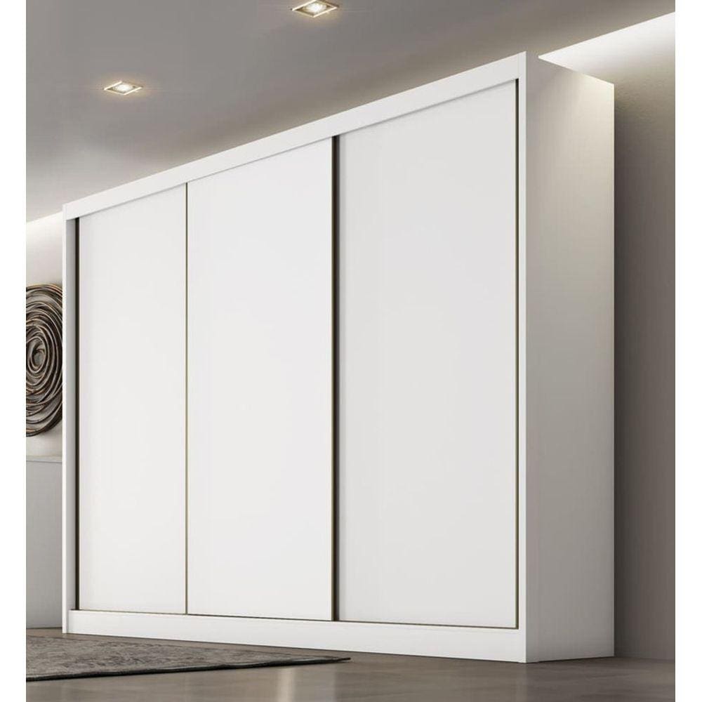Guarda Roupa Casal 3 Portas 4 Gavetas - Londres-Branco - Móveis Novo Horizonte