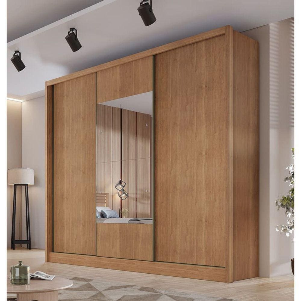 Guarda Roupa Casal com Espelho 3 Portas 4 Gavetas - Medelim-Cumaru - Móveis Novo Horizonte