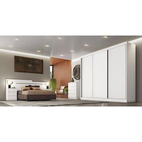Guarda Roupa Casal 3 Portas 6 Gavetas - Logan-Branco - Móveis Novo Horizonte