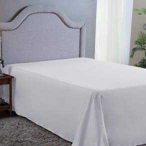Lençol de Solteiro Avulso Sem Elástico Premium Micro Percal 400 Fios Liso Branco