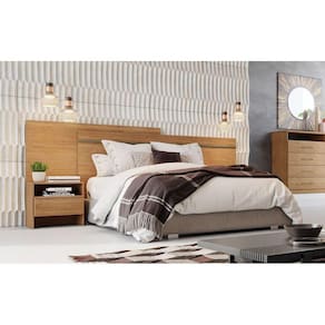 Cabeceira para Cama Box Casal com 2 Mesas de Cabeceira - Volga-Cumaru - Móveis Novo Horizonte