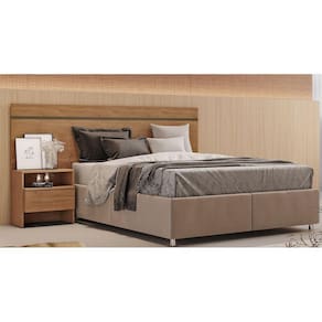 Cabeceira para Cama Box Casal com 1 Mesa de Cabeceira - Volga-Cumaru - Móveis Novo Horizonte