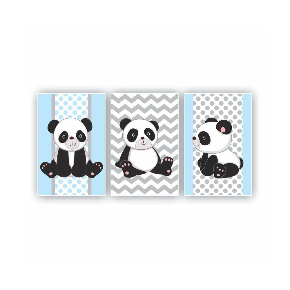 Quadro infantil Panda Desenho Preto e Branco