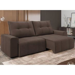 Sofá 3 Lugares Retrátil Reclinável 230cm Molas Ensacadas Palladium New Marrom