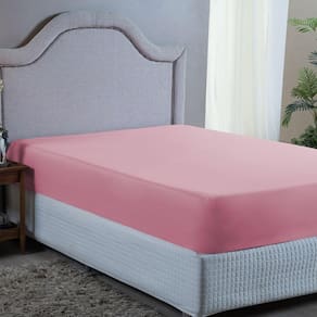 Lençol de Casal Avulso Com Elástico Premium Micro Percal 400 Fios Liso Rosê