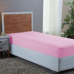 Lençol de Solteiro Avulso Com Elástico Premium Micro Percal 400 Fios Liso Rosa