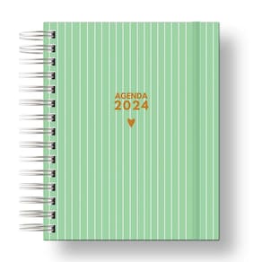 Agenda 2024: Sua Organização Pessoal Verde Listras