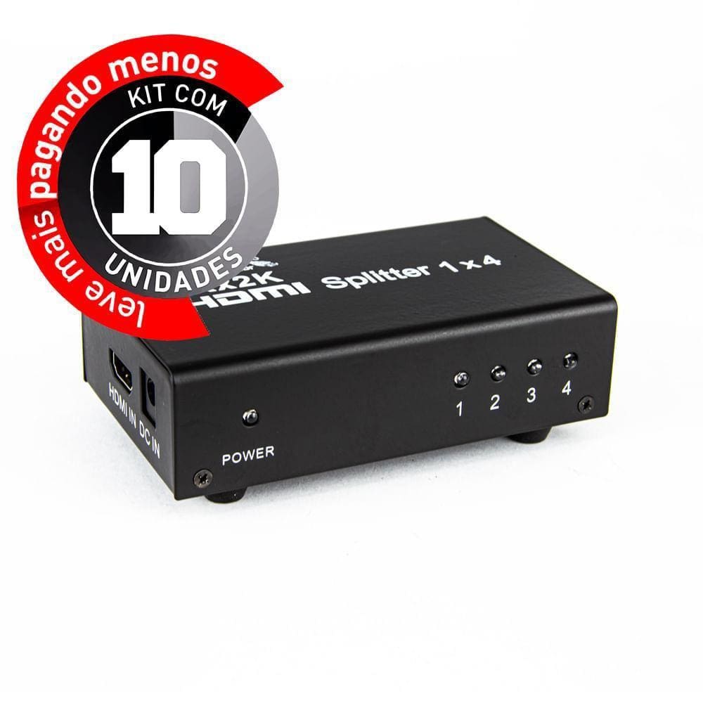 Splitter Hdmi - 1 X 4 Saídas - Kit 10