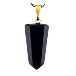 Colar Pontinha Pedra Quartzo Preto Presilha e Pino Dourado