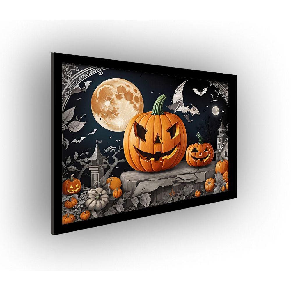 Quadro Decorativo MDF 20x28 c/ Moldura Halloween Pumpkins