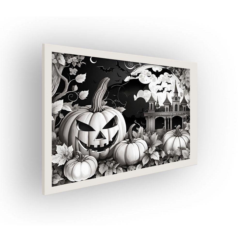 Quadro Decorativo MDF 20x28 c/ Moldura Halloween Pumpkins Gray