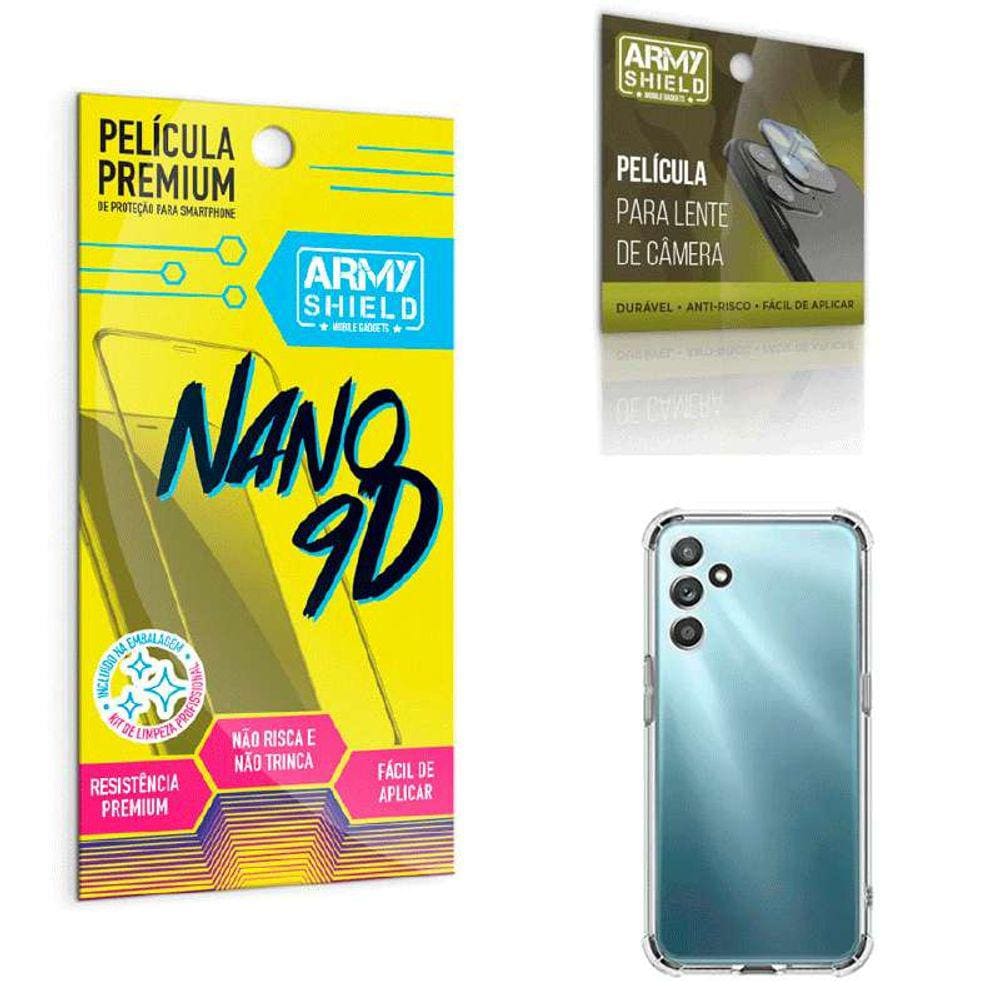 Kit Capinha Samsung Galaxy M34 + Película de Câmera + Película Cerâmica 9D- Armyshield