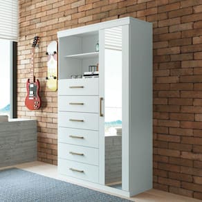 Cômoda Multiuso 1 Porta 6 Gavetas com Espelho Marabá Santos Andirá