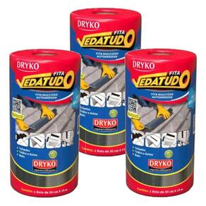 Fita Autoadesiva Asfáltica Vedatudo 10 Metros x 30 cm 3 Unidades 80912 DRYKO