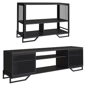 Rack 180 Cm 2 PT Aparador 130 Cm Industrial 27X21 Preto PP