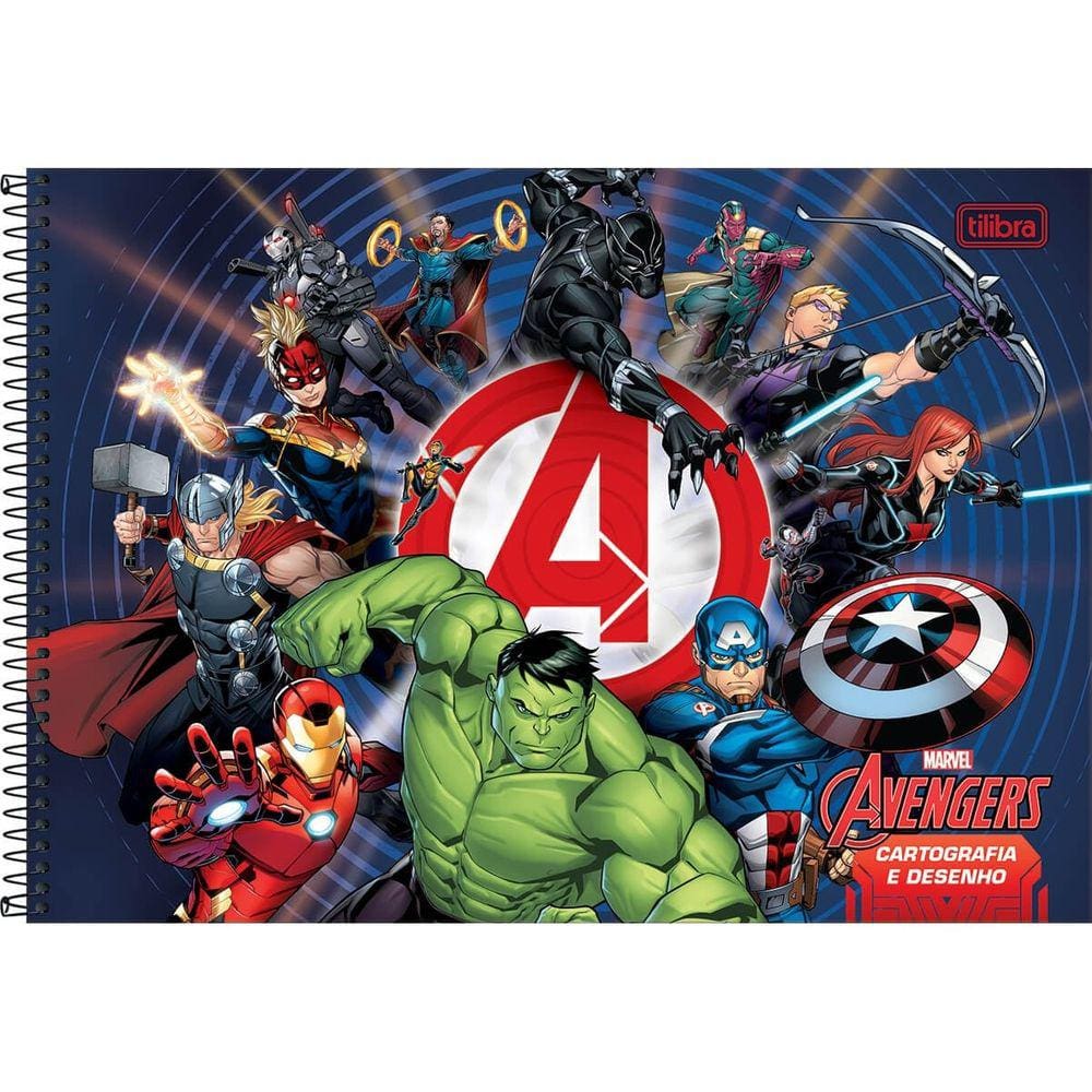 Caderno de Desenho e Cartografia Avengers (Vingadores) 80 Folhas - Tilibra