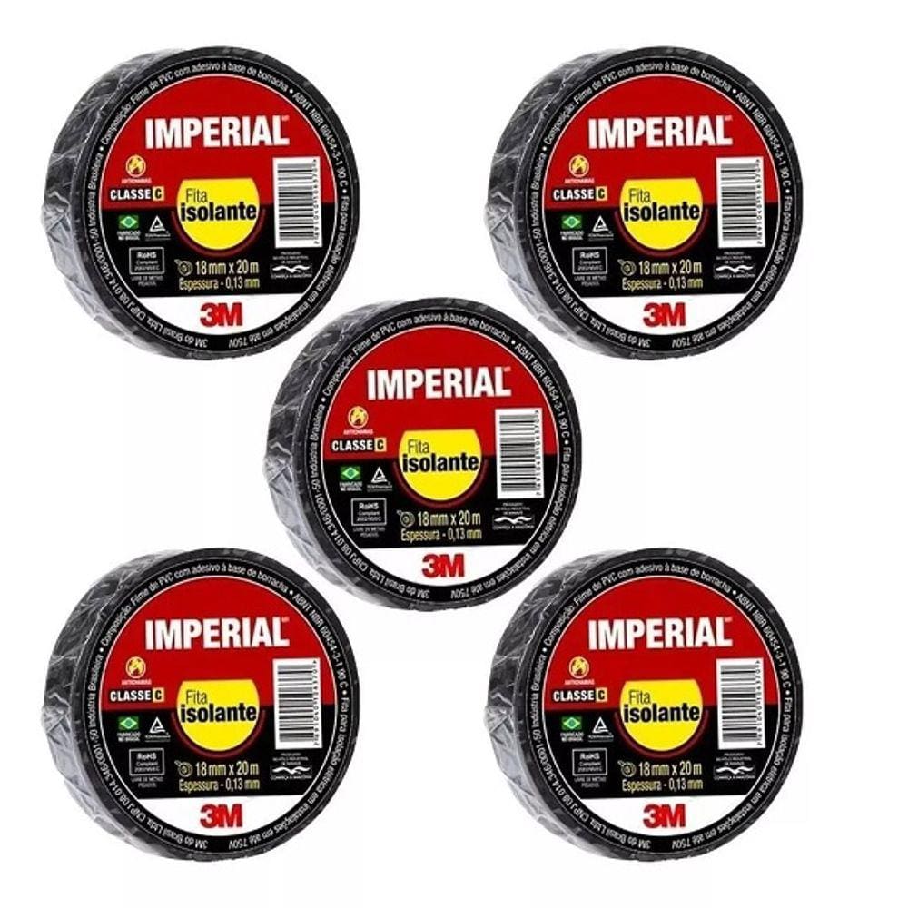 Kit 5 Fita Isolante 3M Imperial 18MM X 20M