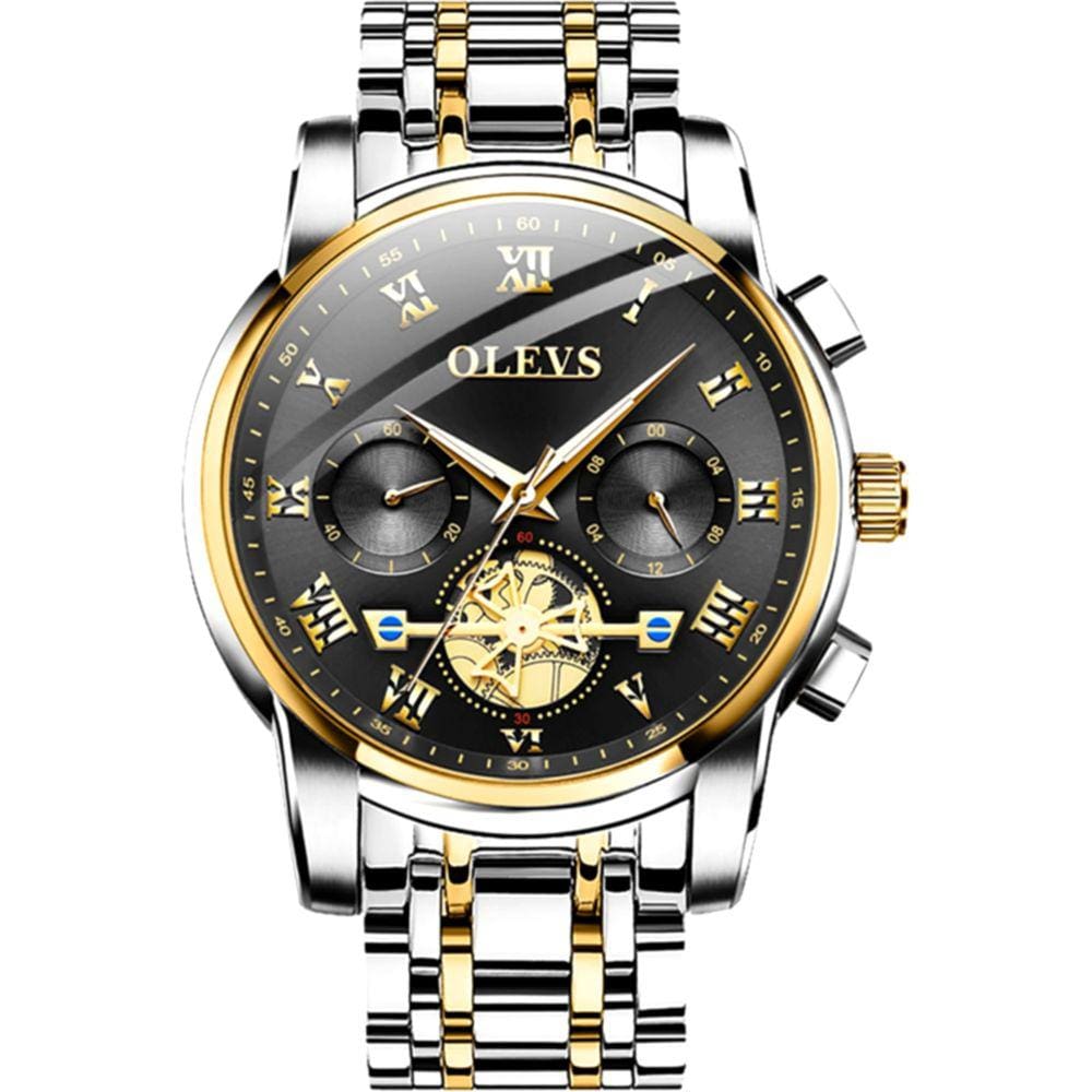 Relógio masculino de quartzo luminoso cronógrafo impermeável fases da lua