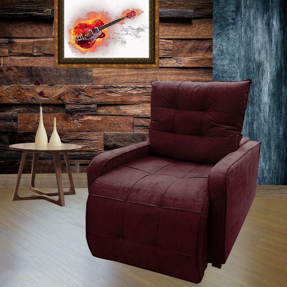 Poltrona Retratil e Reclinavel Com Rodape Regulavel Azera Bordo