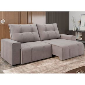Sofá 3 Lugares Retrátil Reclinável 230cm Molas Ensacadas Palladium New Cinza