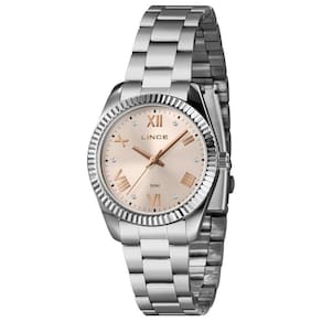 Relógio Lince Feminino 36mm Prateado com Mostrador Rosa