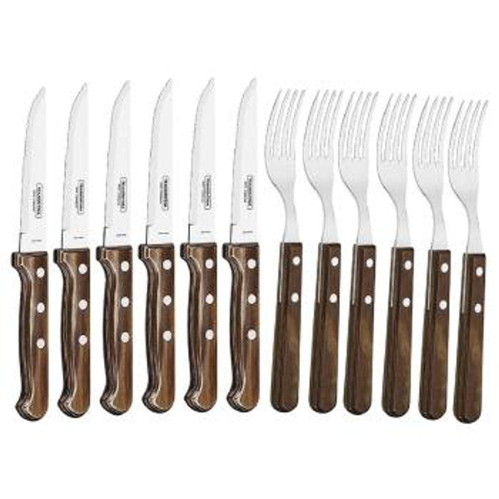 Jogo de Churrasco 12 Pecas Polywood Tramontina - 21198/976 Castanho