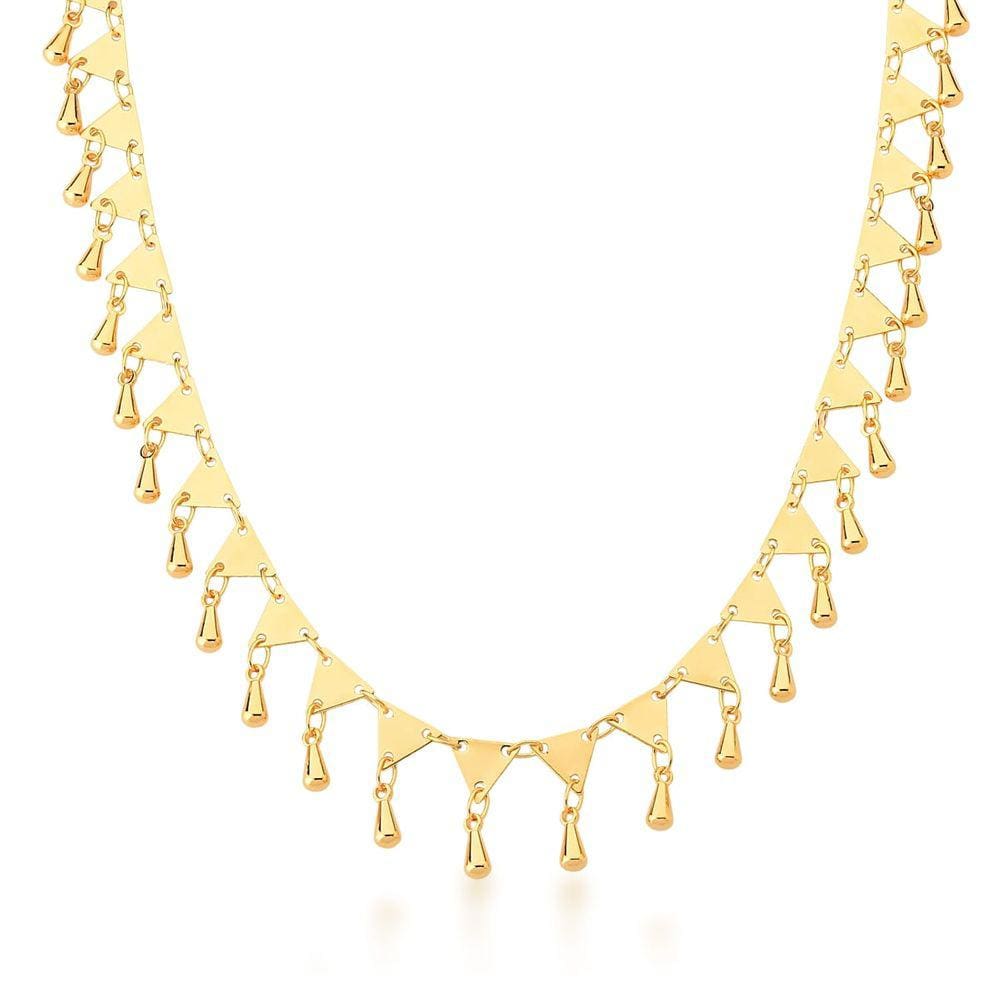 Colar choker com pingentes triangulares banhado a ouro-Zarpellon