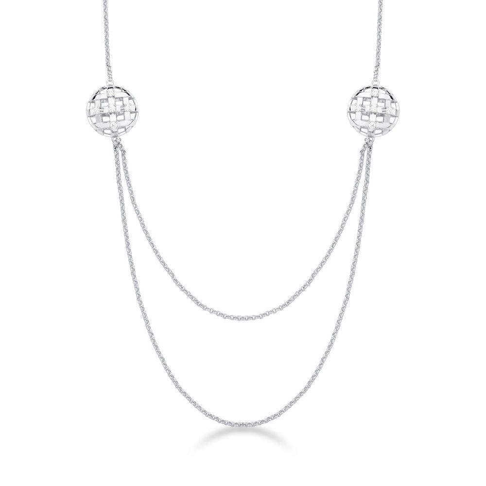 Gargantilha com pingentes redondos e zircônias banhado a ródio-Zarpellon