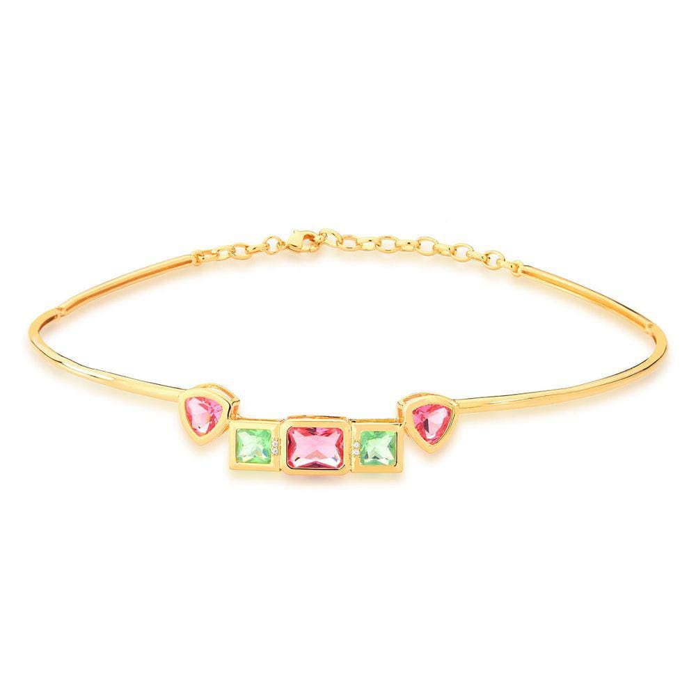 Colar choker com cristais banhado a ouro-Zarpellon