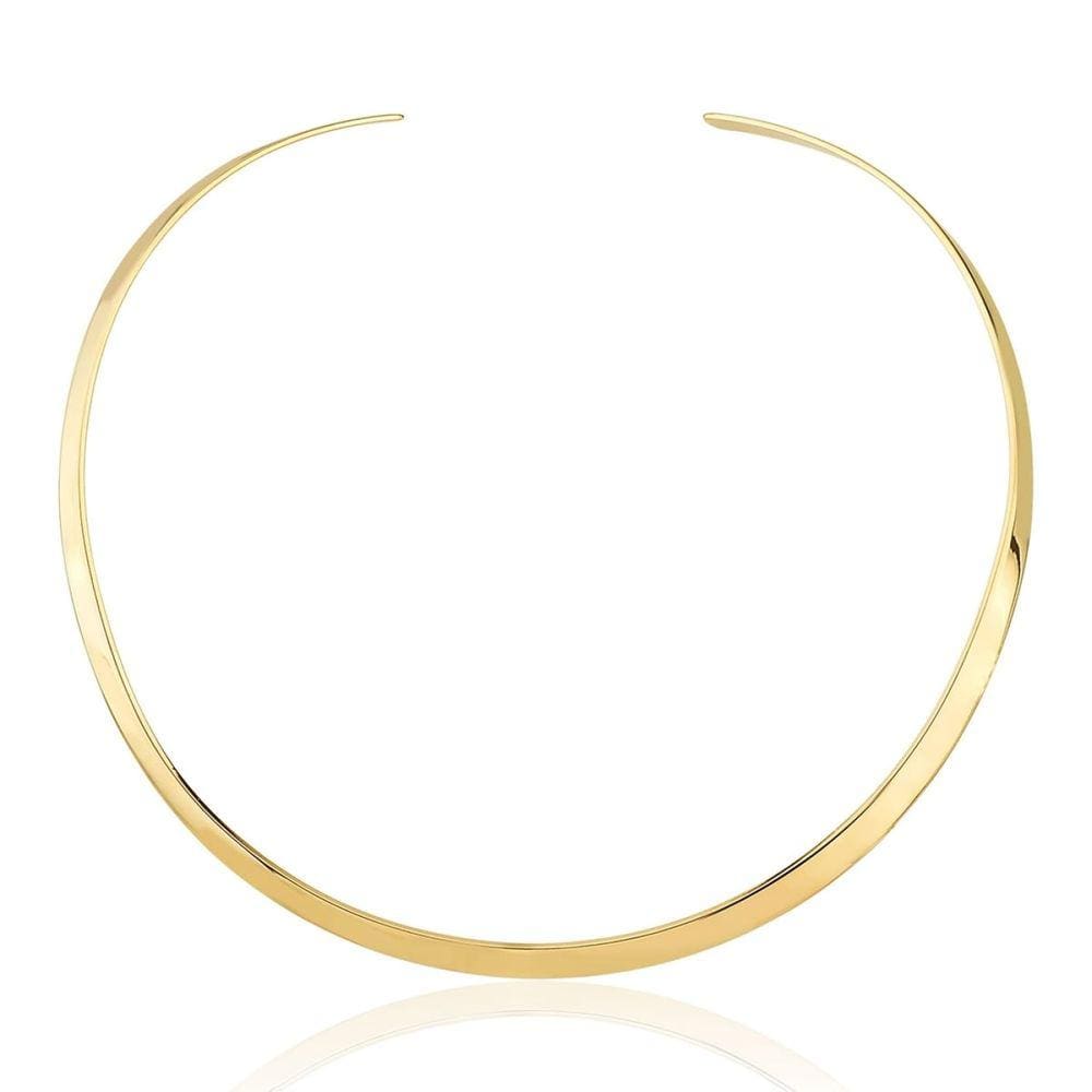 Colar choker curva e lisa banhada a ouro-Zarpellon