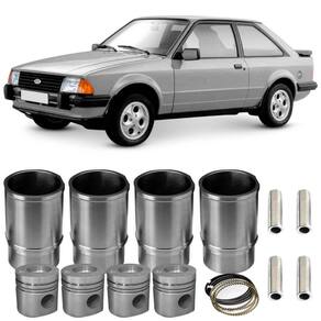 Kit Motor Camisa Pistão Anel Escort 1.6 85 A 92 Metal Leve