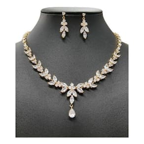 Colar e Brinco Banhados a Ouro - Zircônia - Luxuoso