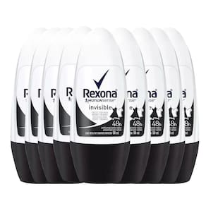 Kit Desodorante Roll On Rexona Invisible Feminino 50ml - 9 Unidades