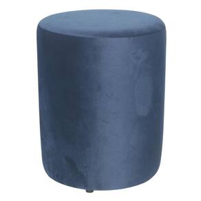 Pufe Decorativo Redondo Azul Marinho 44cm - Suede