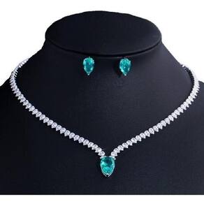 Conjunto Colar e Brinco Ródio | Zircônia | Riviera