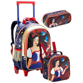 Conjunto Mochila Rodas Costas + Lancheira + Estojo Princesa
