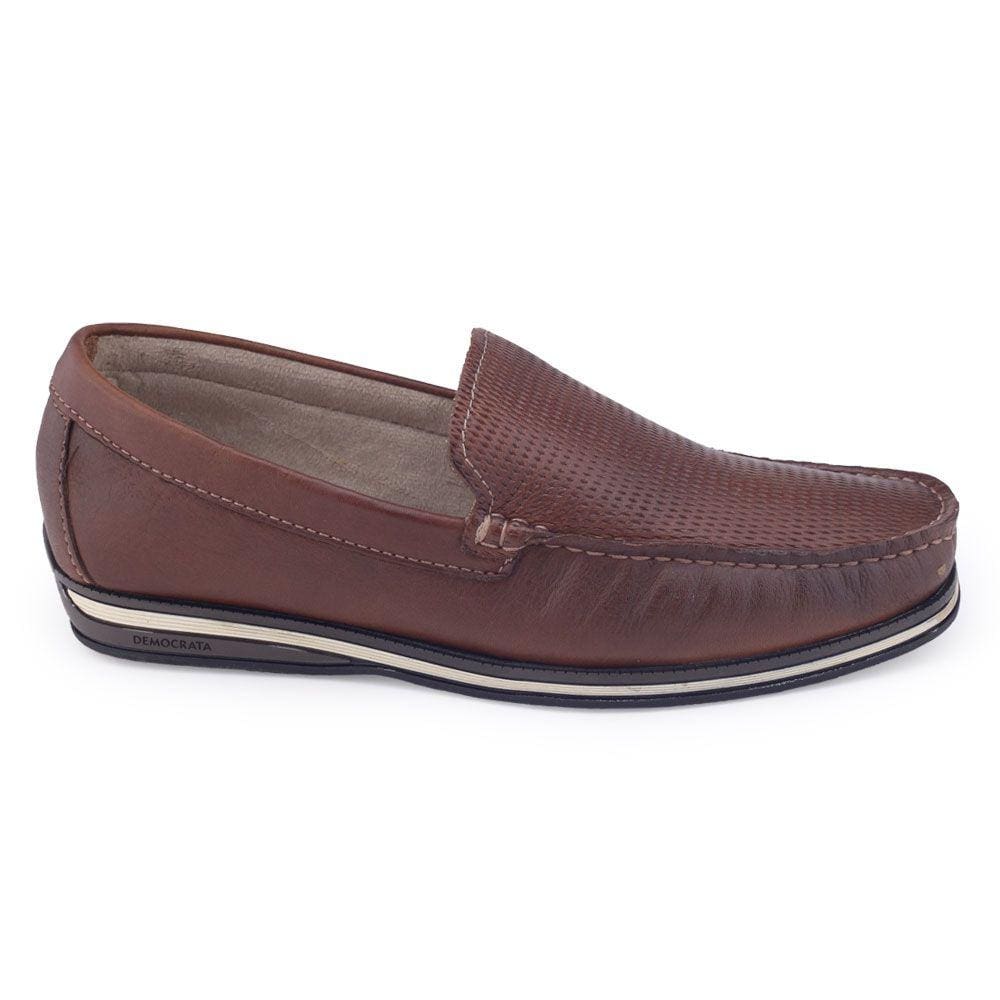 Sapato Mocassim Masculino Democrata 135201 couro Denim Ted