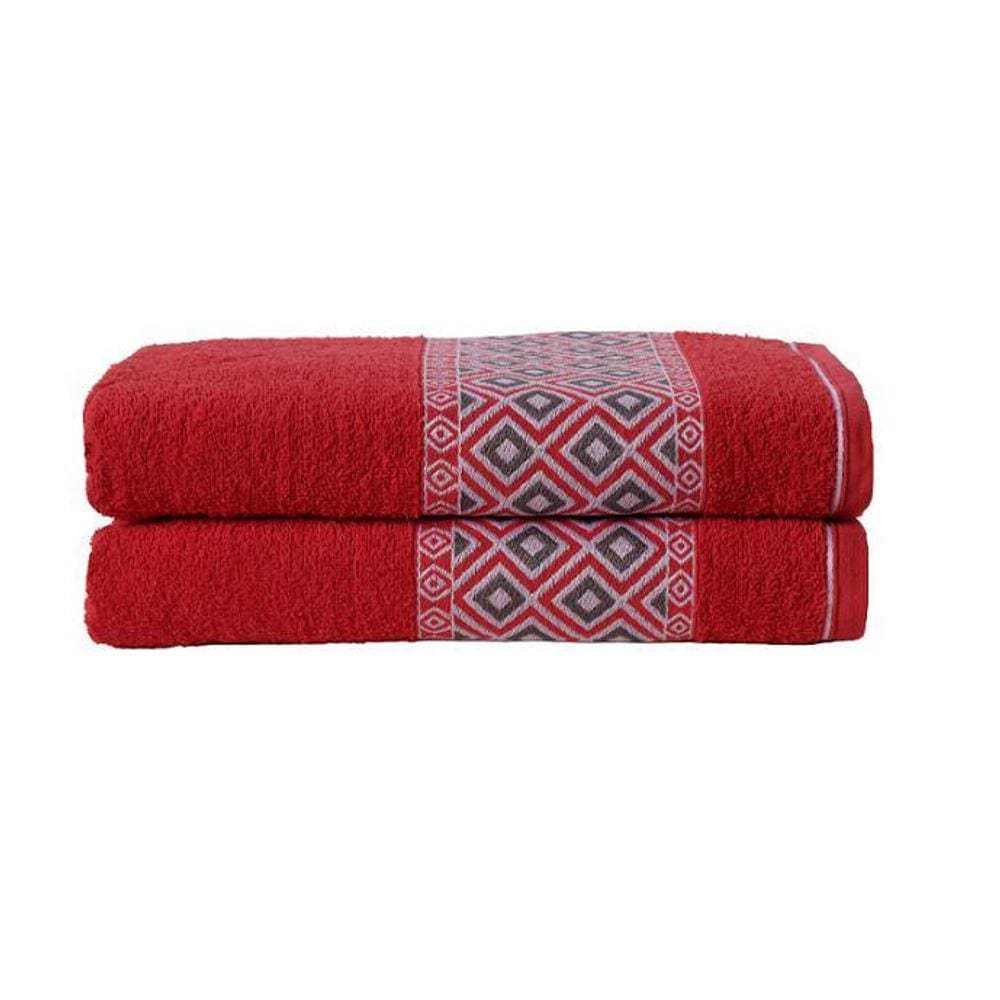 Kit 2 Toalhas Banho Madri Vermelho 1,50m | Algodão 360g/m2