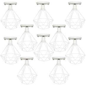 10 Lustres Teto Plafon Industrial Aramado Diamante Retrô Luminária Sobrepor Vintage Agp Ilumini