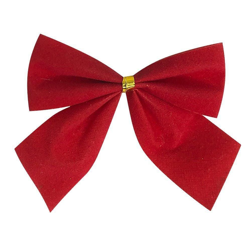Kit 12 Laços Veludo Natal Vermelho Decoração Presente