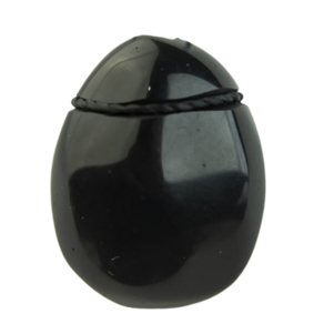 Colar Pedra Rolada Obsidiana Negra Aromaterapia Ranhurado