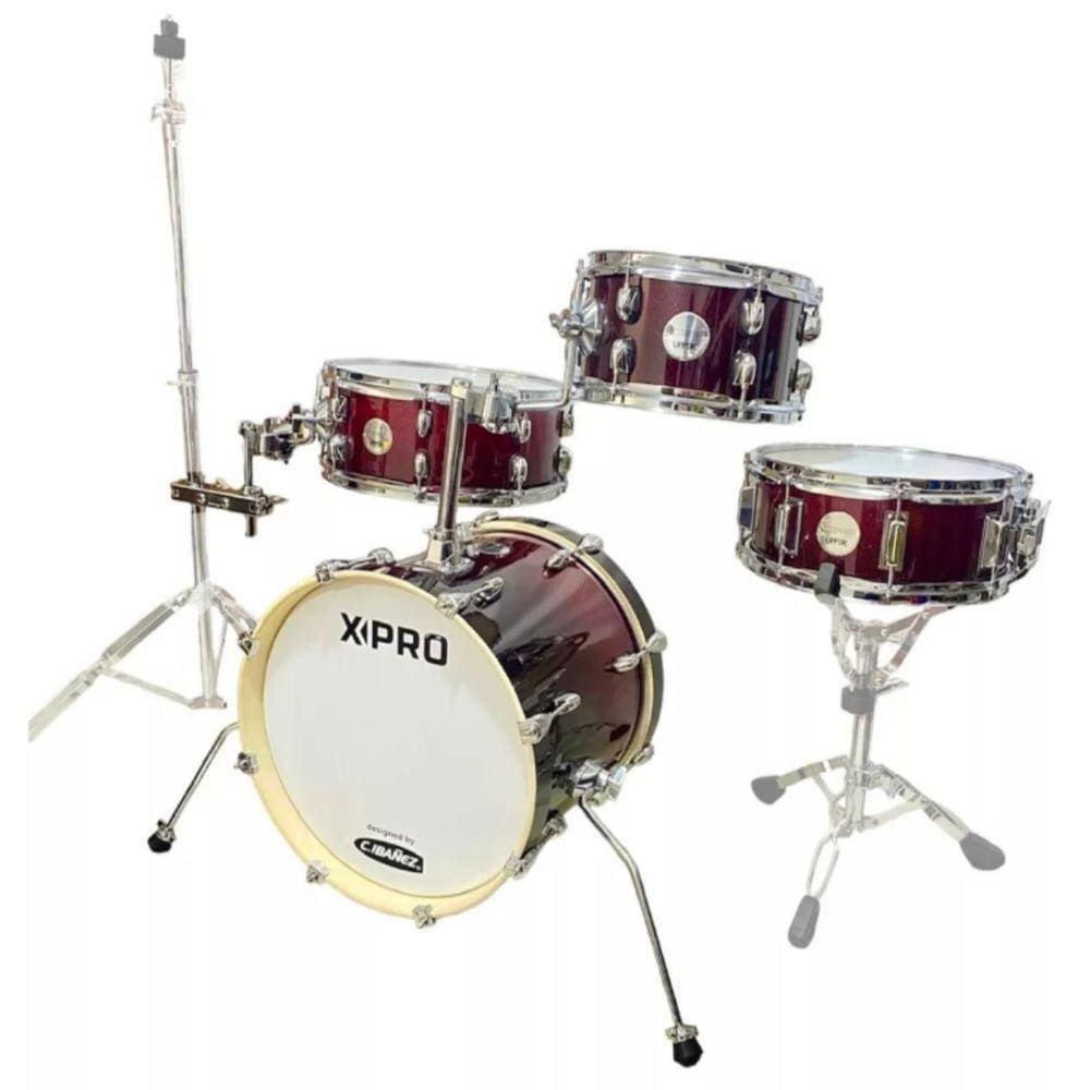 Bateria X Pro Shell Pack 16 Red - Caixa 12x4, Tom 10x6, Surdo 14x5,5