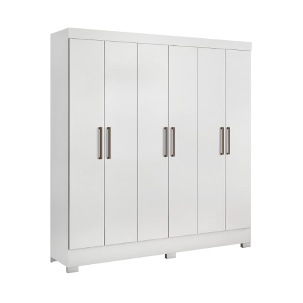 Guarda Roupa Casal 6 Portas Prático 63020 Branco Demóbile - LBMSHOP
