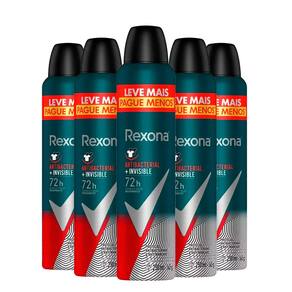 Kit Desodorante Rexona Aerosol Antibacterial Invisible 250ml - 5 Unidades
