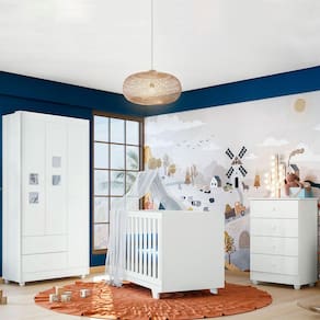 Quarto de Bebê Completo Life 100% Mdf 3 Portas 6 Gavetas Branco 2225 - Tigus Baby