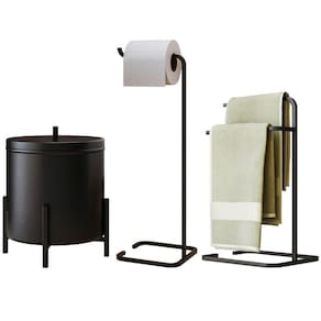 Kit Para Banheiro 3 Peças Luxe Em Aço D09 Preto - Mpozenato