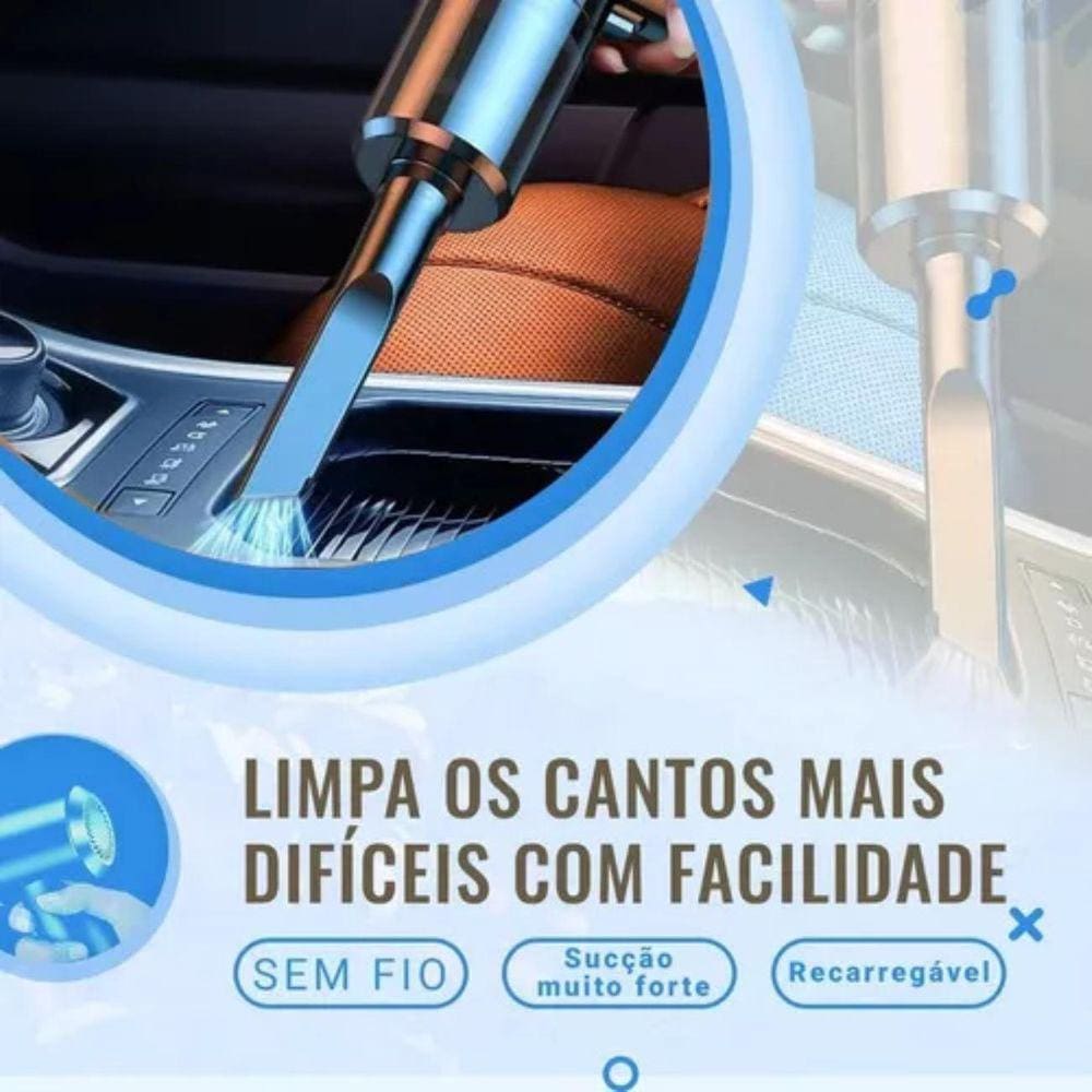 Aspirador Portátil sem Fio 120W 6000Pa 2000mAh Preto